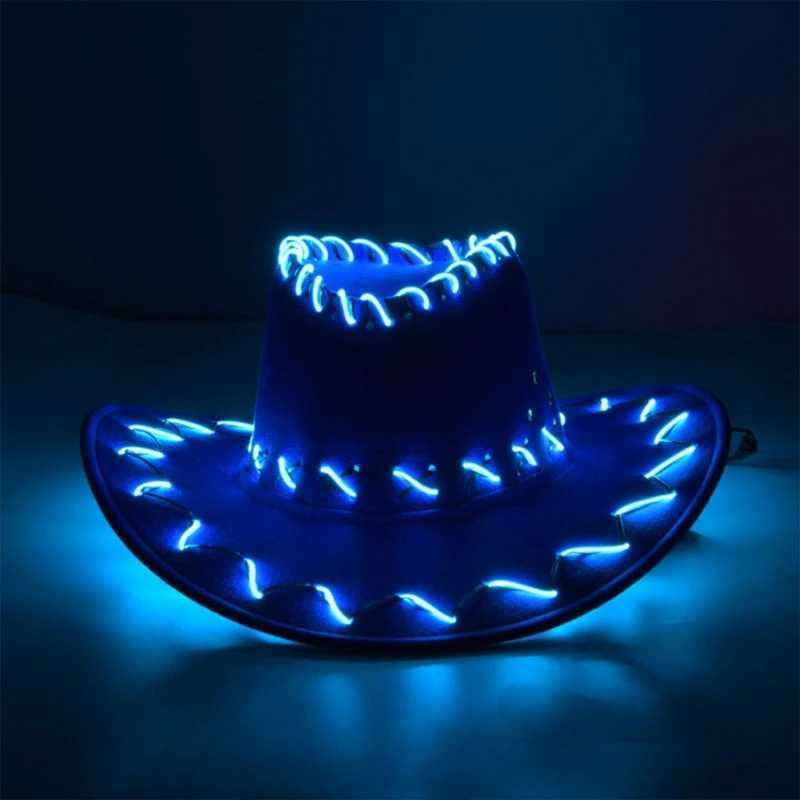 Adjustable Flash Cowboy Hat Womens Carnival Hat Lights Up Fedora Hat Accory W241225