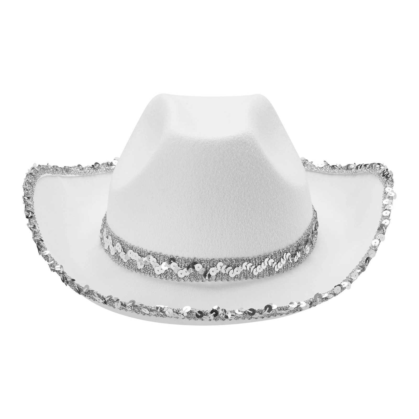 Ctivating New Women Rhinestone Cowboy Hats Wide Brim Western Style Furry Cowgirl Hats Birtay Party Supplies W241225