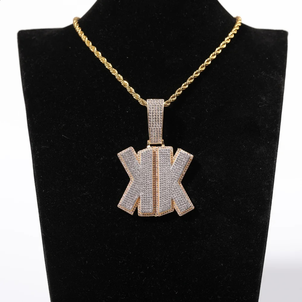 Custom Iced Out Micro Pave Cubic Zircon Double Layer Word Pendant For Women Personalized Name Necklace Hip Hop Jewelry Gifts 241226