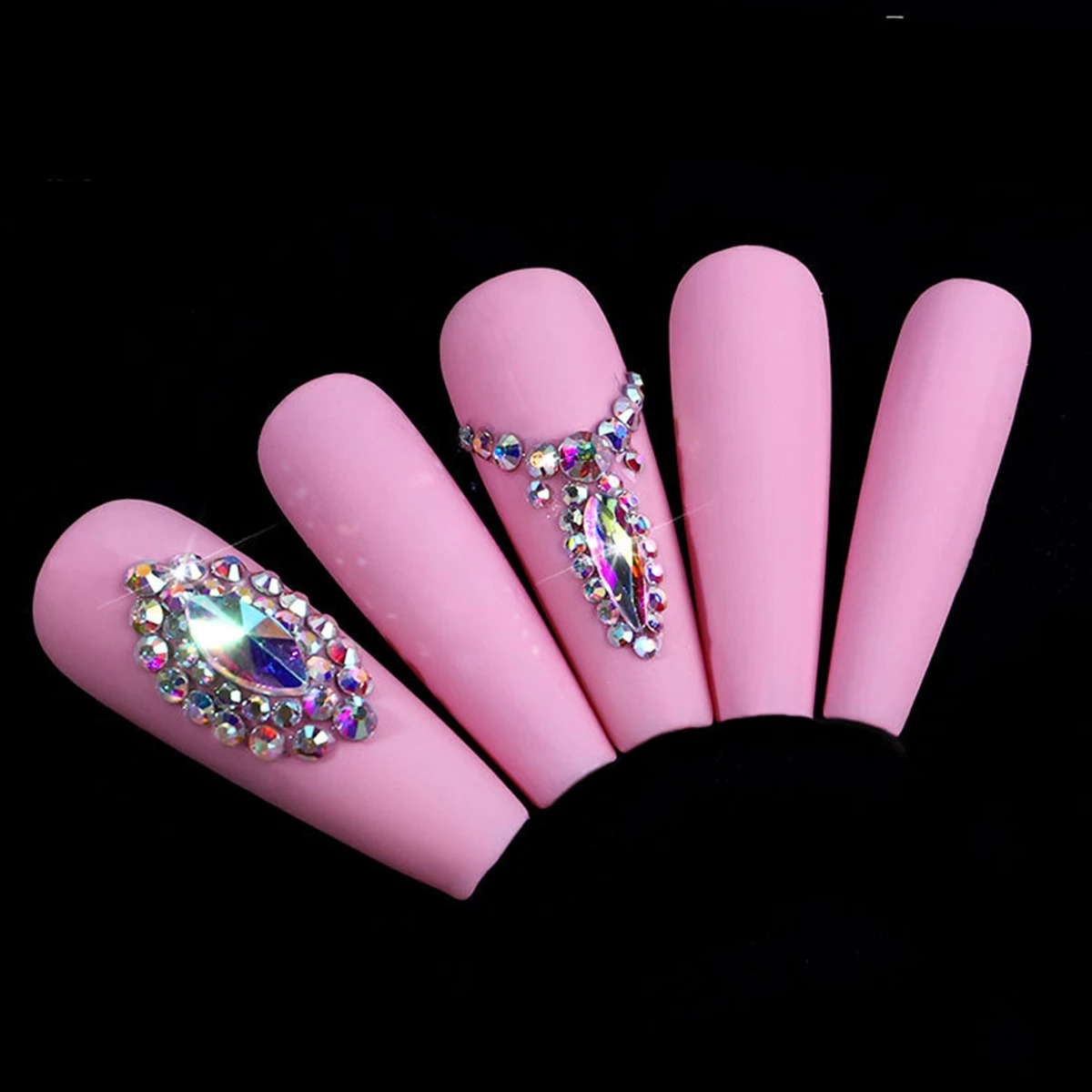 21 grid rhinestone box mixed nail diamond Flat glass shaped diamond DIY nail rhinestone nail jewelry set 241226