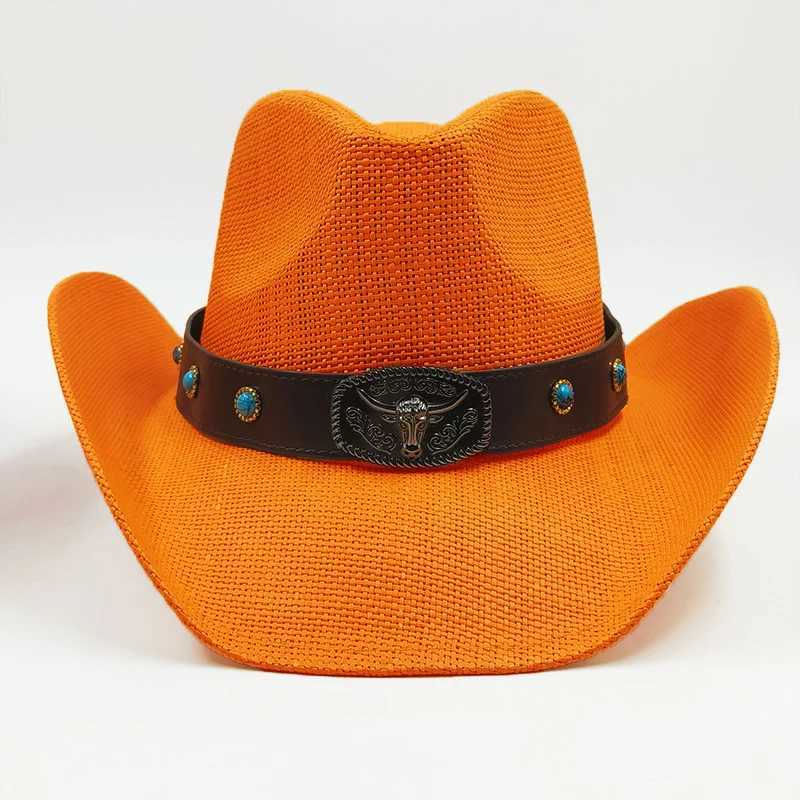 Western cowboy hat str mens and womens hat fashion big Brim str outdoor hat Sunshade jazz hat Panama sombrero vaquero homb W241225