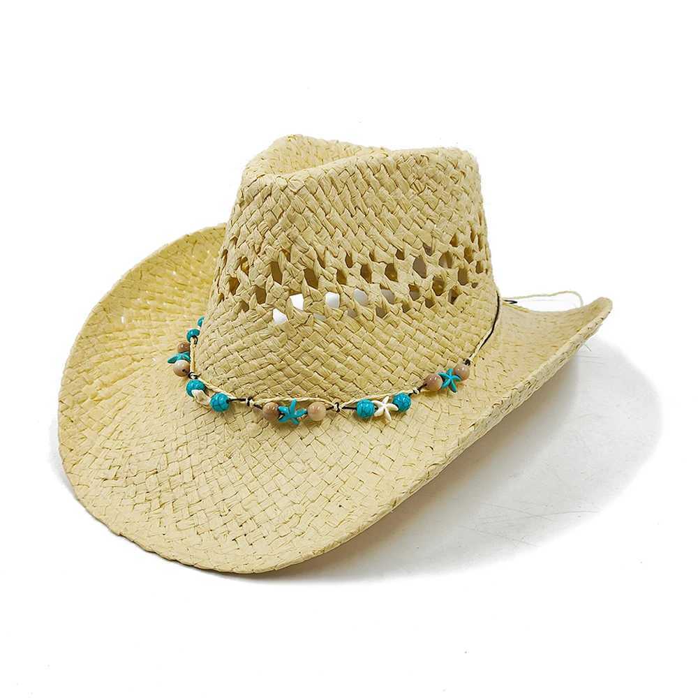 Summer Outdoor Mens and Womens Hand Woven Western Cowboy Each Hat Wide Brown Breathable Beach Multi Color C 2024 New Edition W241225
