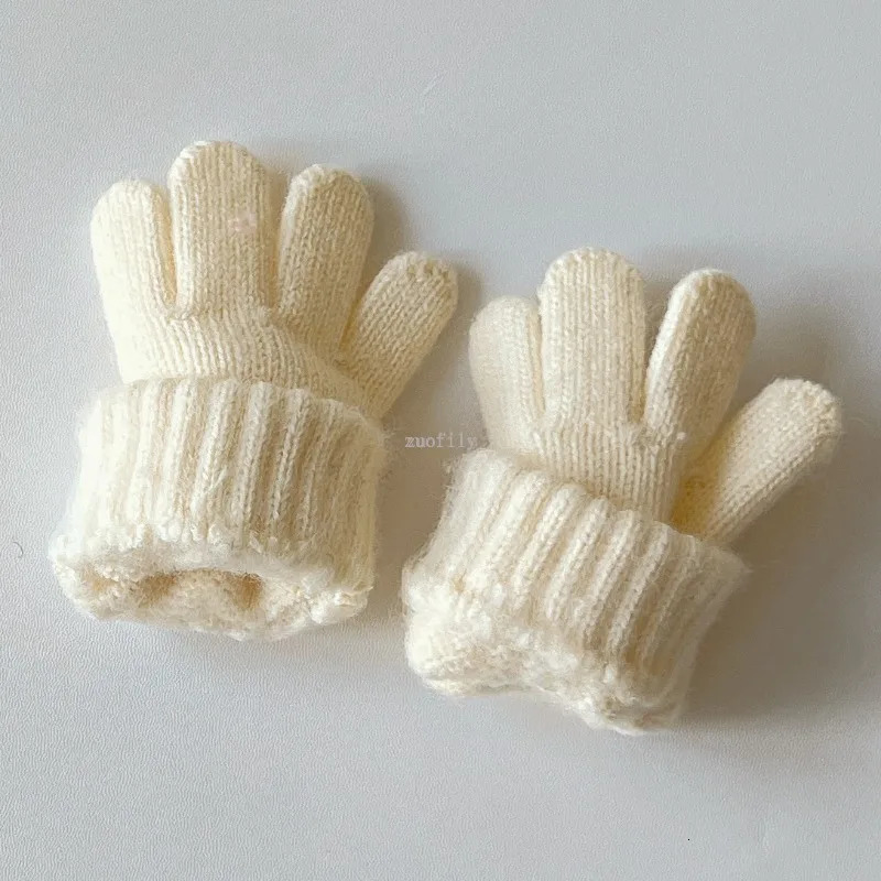 37Years Baby Girls Boys Winter Knitted Gloves Solid Candy Warm Mittens Toddler Thicken Acrylic Soft Full Finger 241225