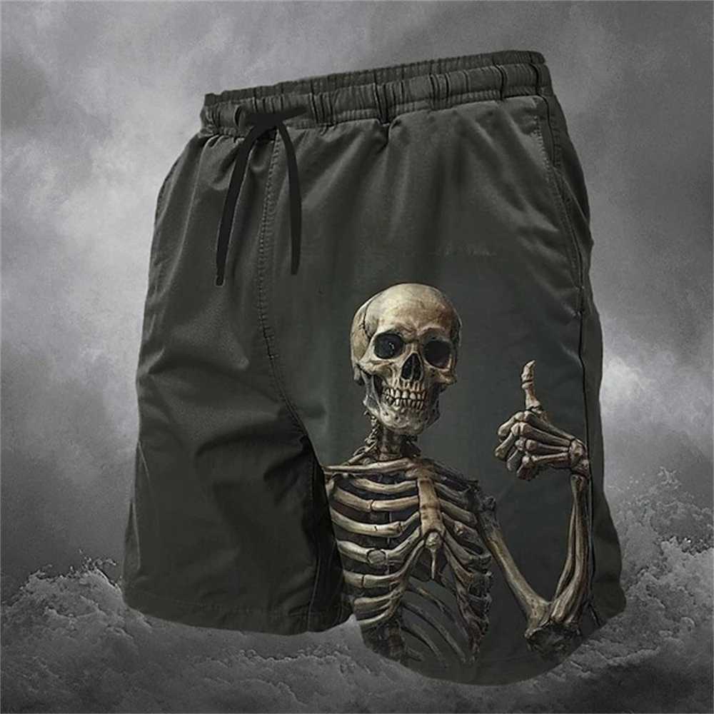 Funny Skull Print Mens Shorts Summer Beach Surfing Swim Shorts For Men Run Trunks Shorts Casual Drawstring With Pockets Pants W241226
