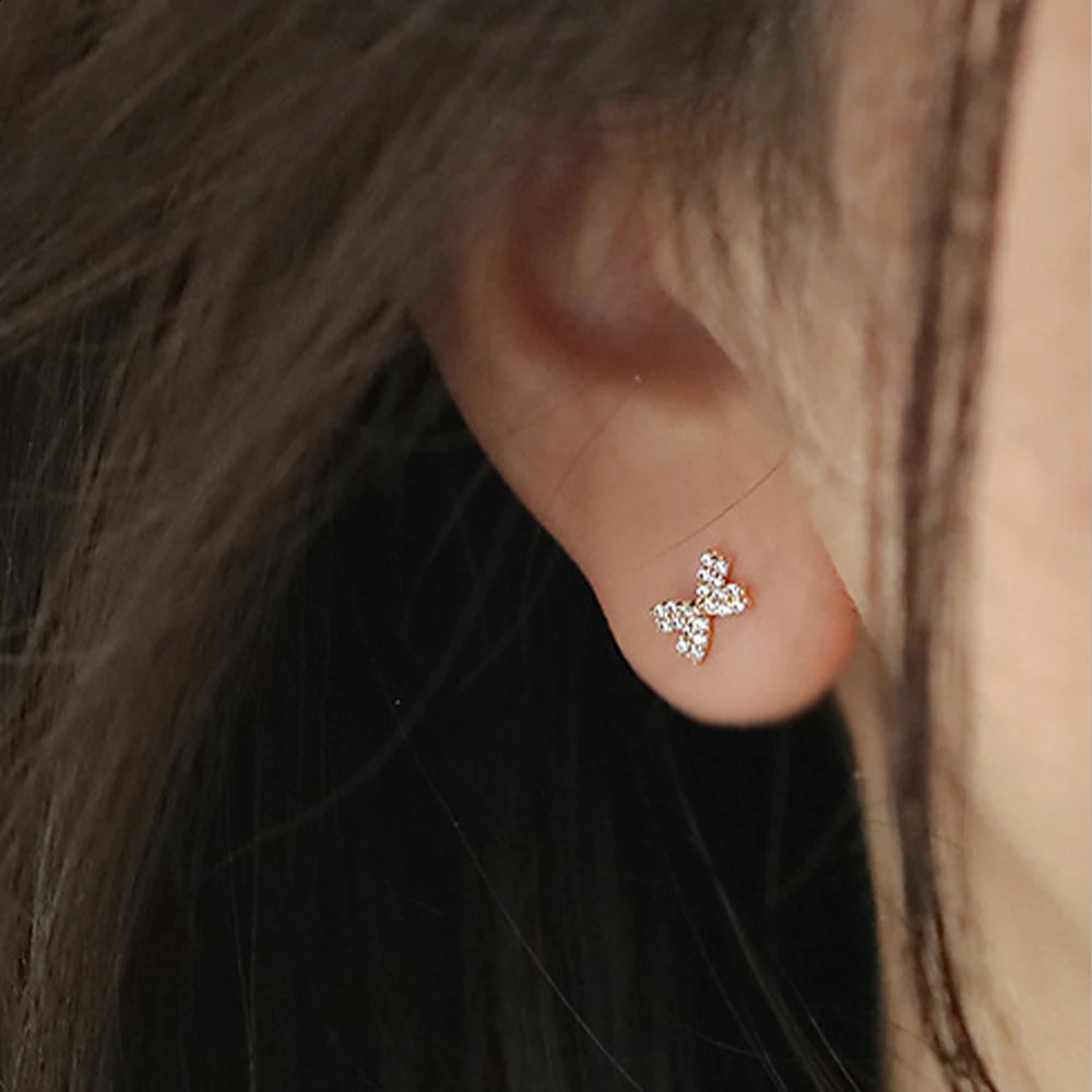 ROXI 1pair Geometry Bowknot Stud Earrings for Women 925 Sterling Silver korean Piercing cartilago Earrings Jewelry kolczyki 241226
