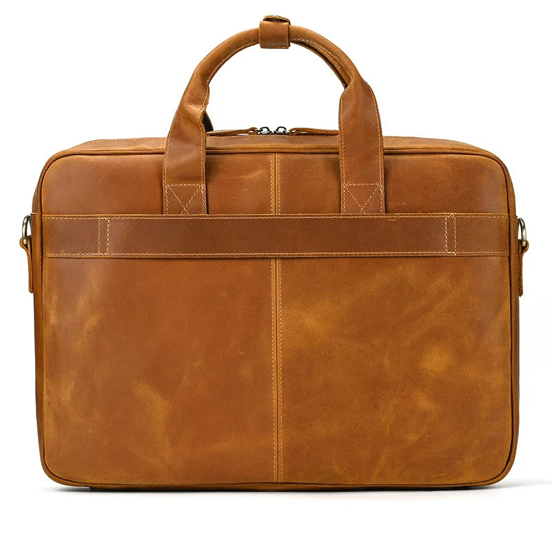 Crazy Horse Genuine Leather Briefcase For Man 16 inch PC Cow Leather Male Messenger Shoulder Bags Laptop Business Office Handbag 241225