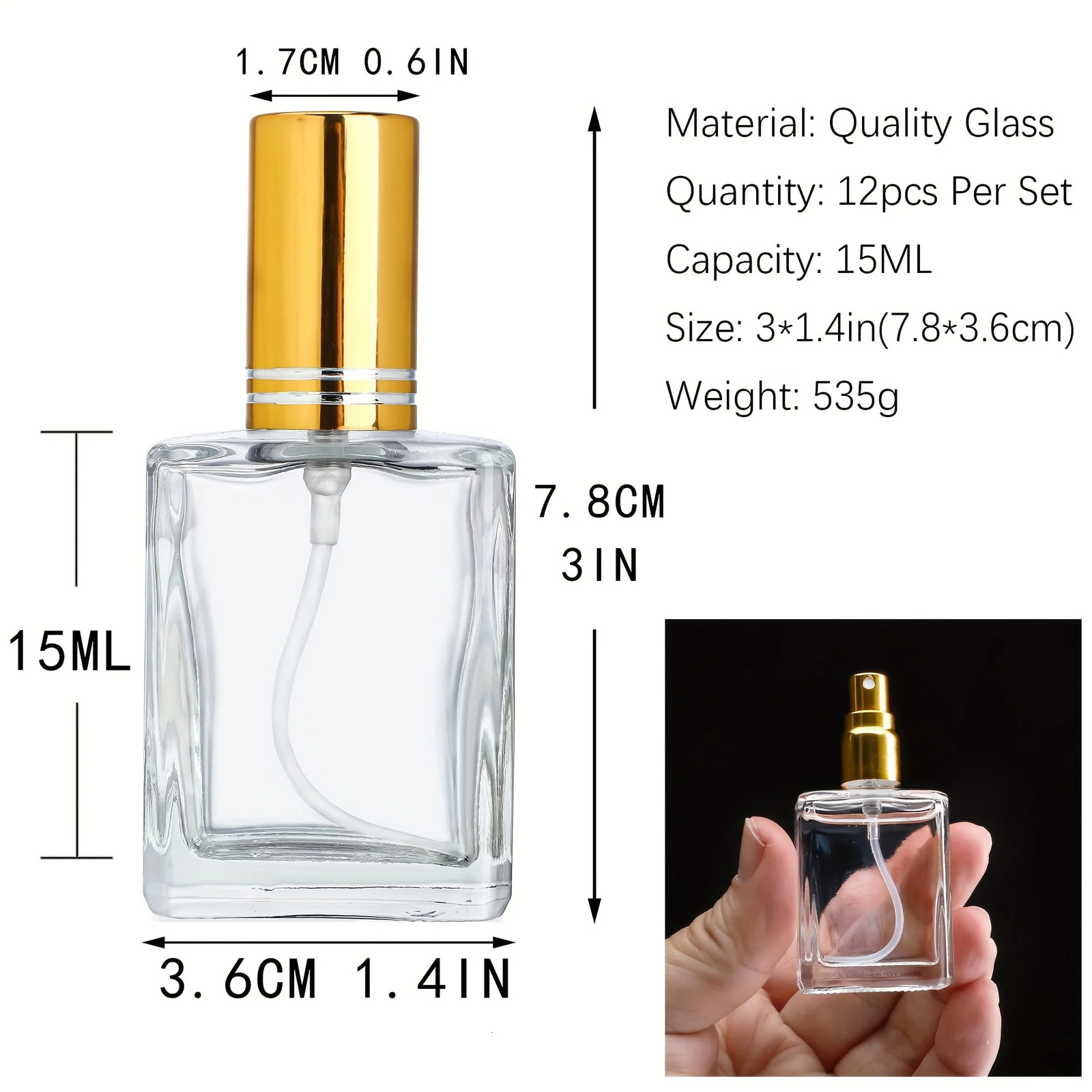 12pcs6 accessories 15ml transparent perfume spray bottle including 12 spray bottles 3 funnels and 3 sub-packing artifacts 241225