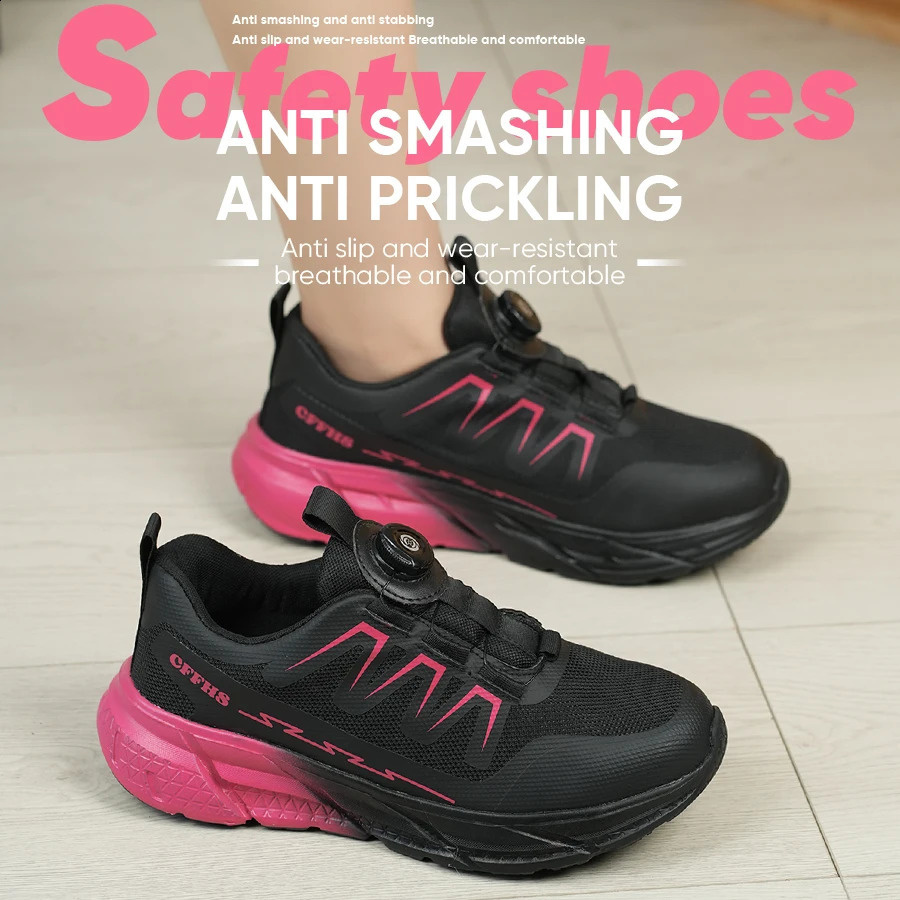 Comfortable Steel Toe Safety Shoes for Women Anti-puncture Work Shoes Female Breathable Shoes Indestructible Work Safety Boots 241226