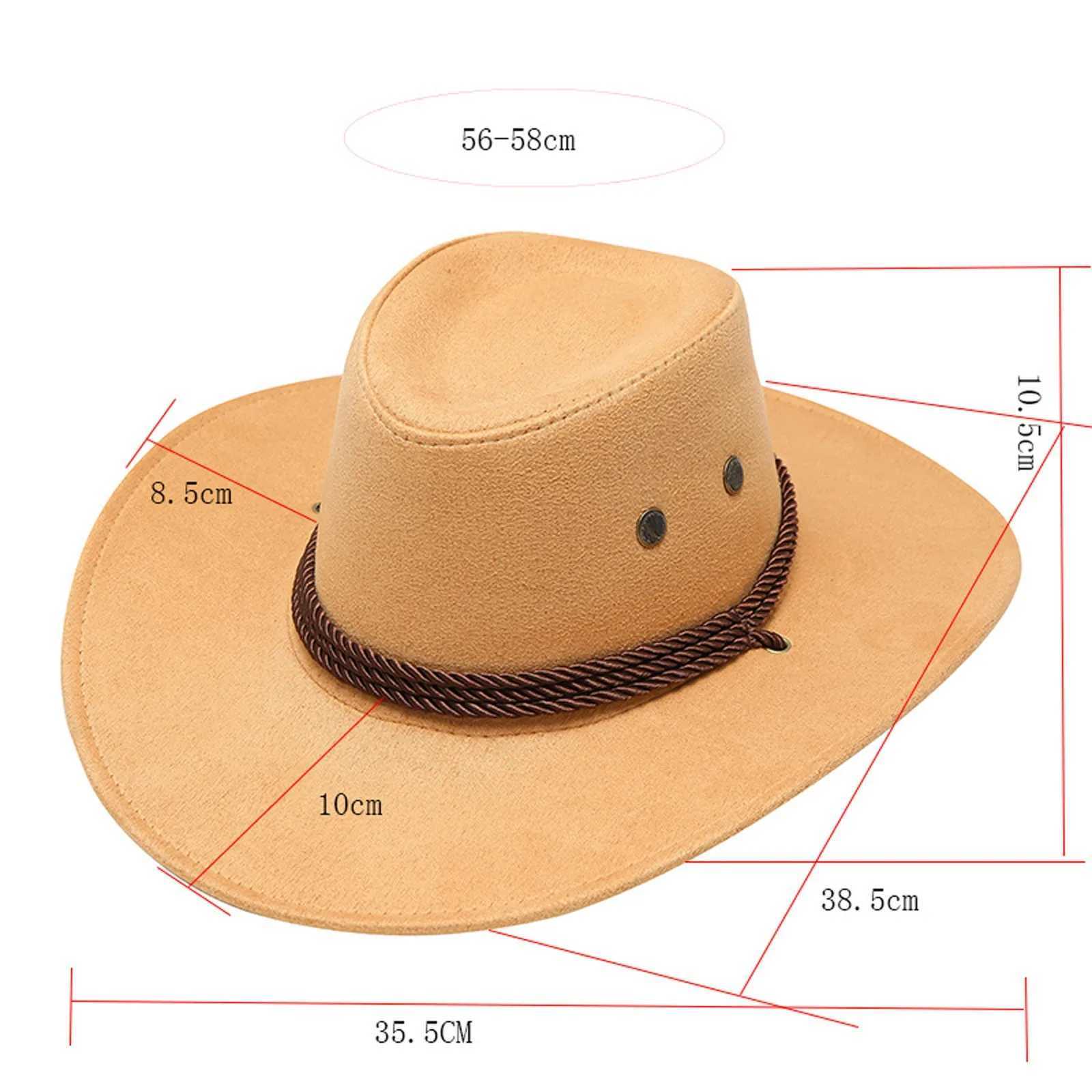 Adult suede western cowboy hat mens retro mens denim hat mens denim hat summer wide Brim Sunscreen Sun C 2024 new accessories W241225