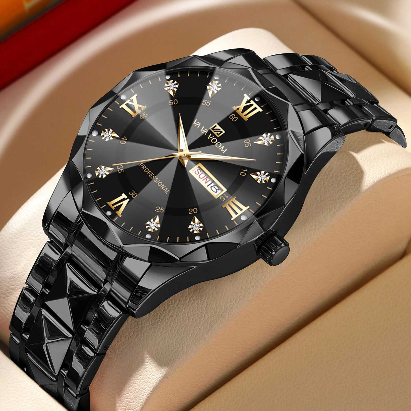 New Arrival VA VOOM Fashion Mens Watches Waterproof Weekly Calendar Stainless Steel Business Night Light Top Brand Quartz Watch For Men Z241226
