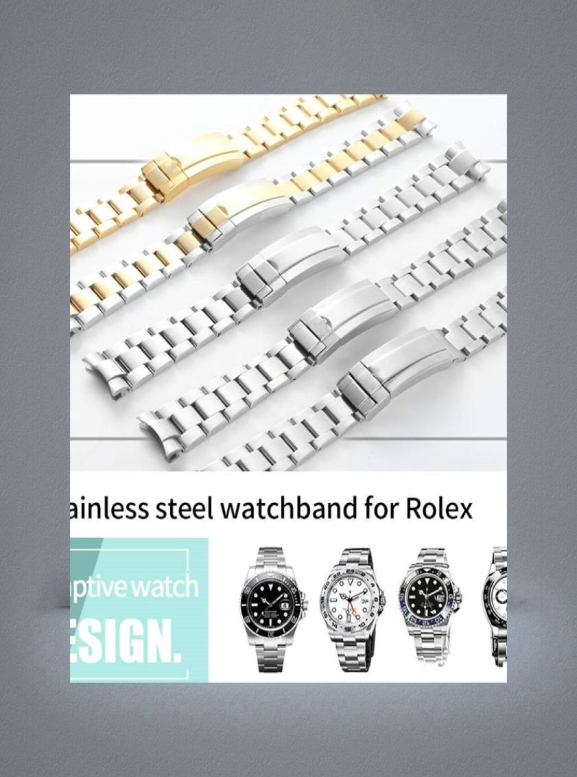 New Watchband 20mm Watch Band Strap 316L Stainless Steel Bracelet Curved End Silver Watch Accessories Man Watchstrap for Submarine7820408
