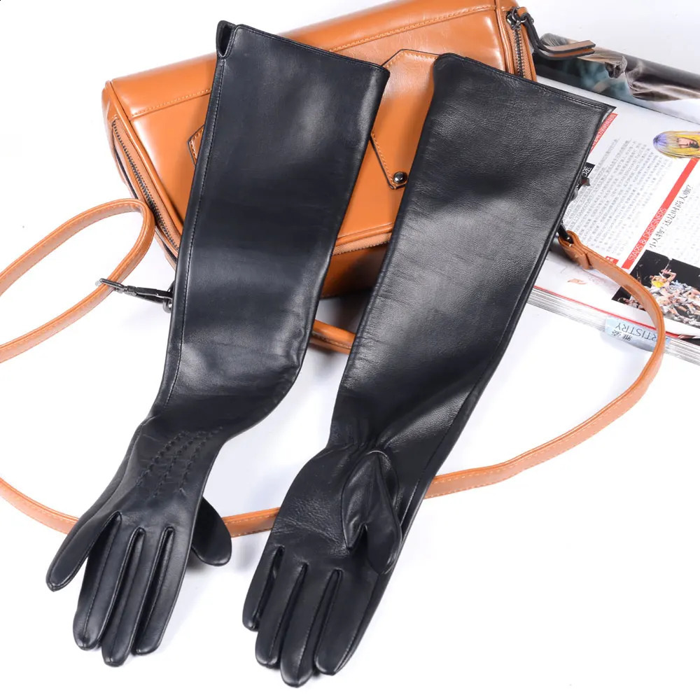 30cm-80cm Womens Ladies Real leather Double sides Leather Unlined Overlength Party Evening gloves long gloves Customizable 241226