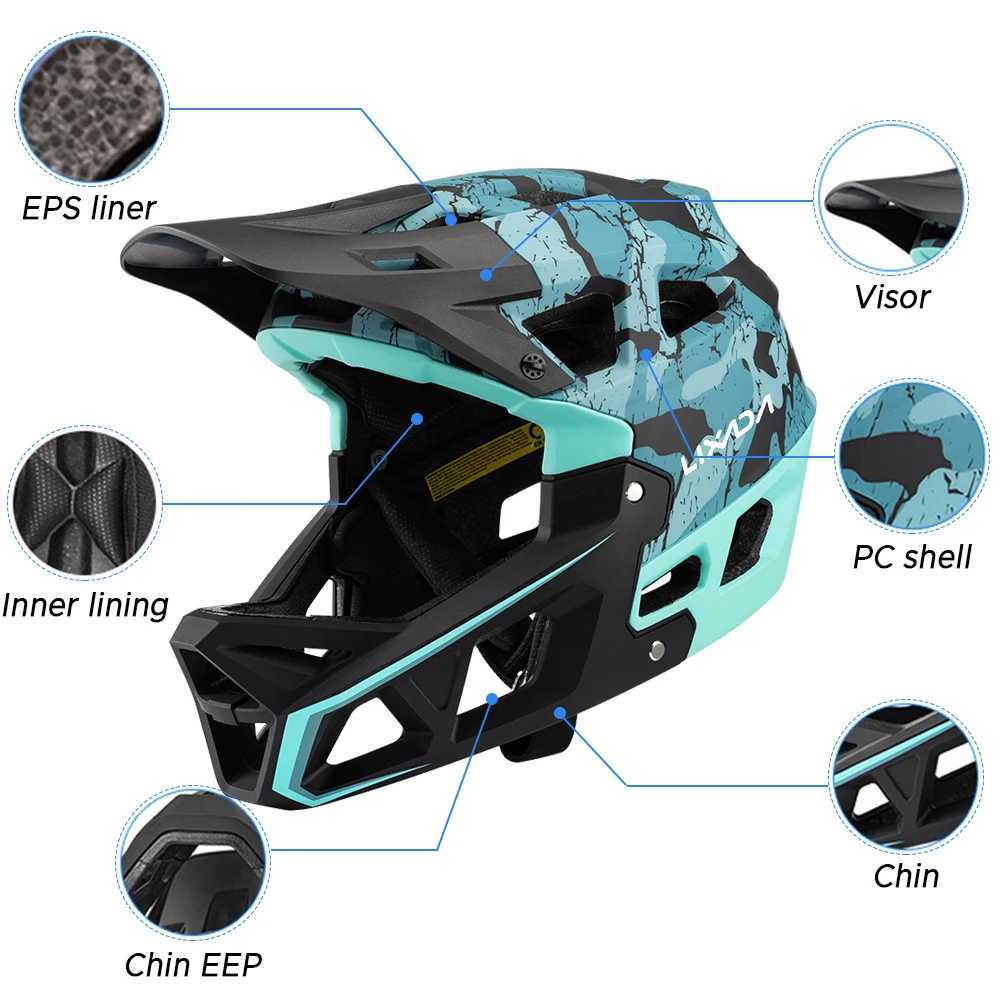 Full Face Mountain Bike Helmet Adult Racing Downhill Helmet Equipped with EPP Chin Support for Adults Mountain Bike CyclistXJ241226