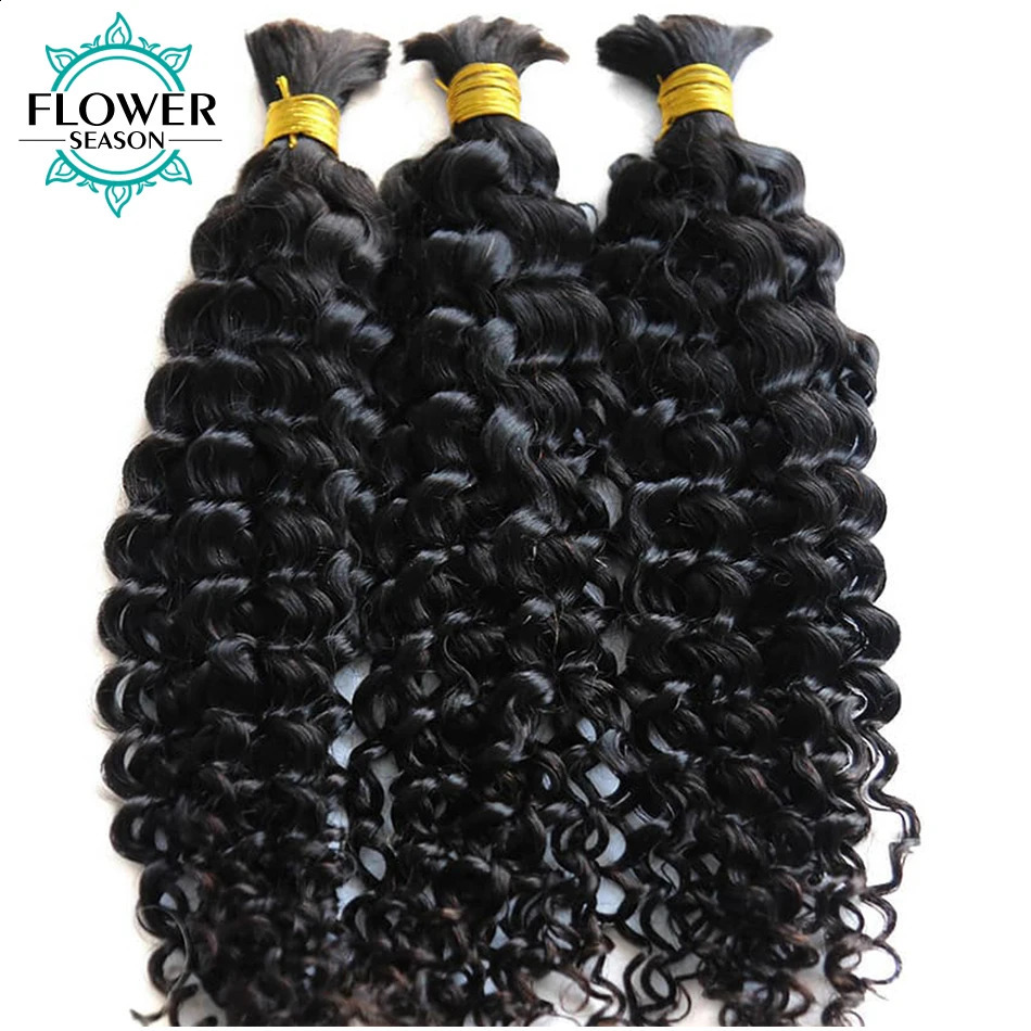 For Braiding Wholesale Burmese Boho Braids Human Extensions No Weft Double Drawn Curly Hair Bulk 3Bundles 241226
