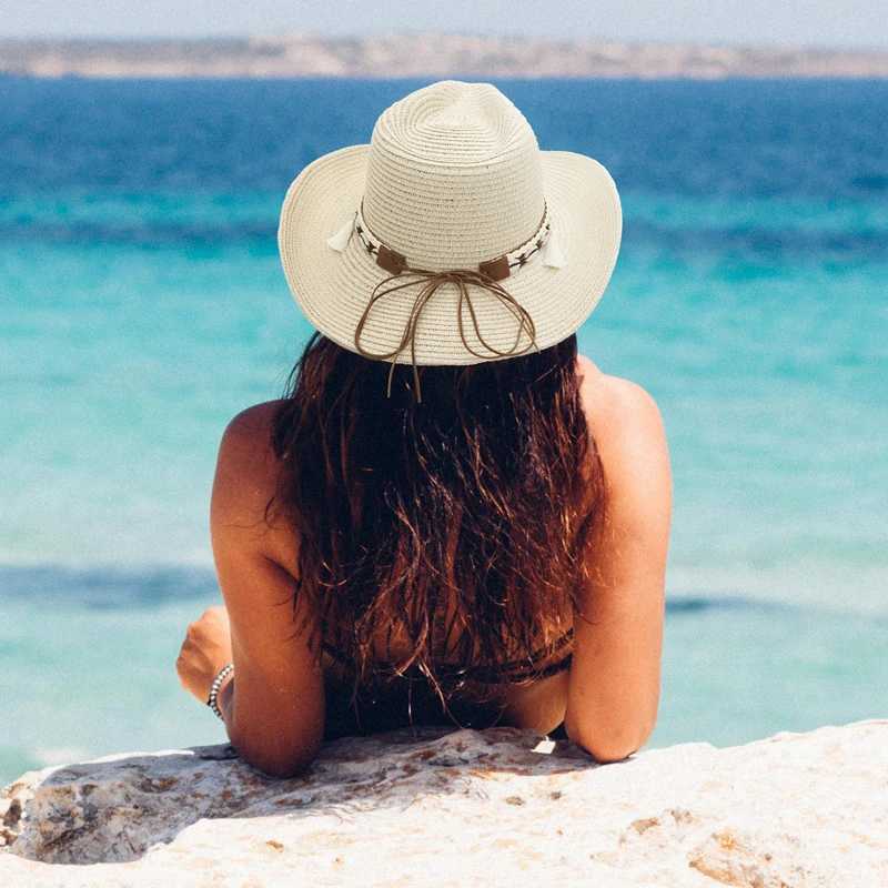 Western style mens denim hat outdoor summer Str hat womens wide Brim sun denim hat W241225