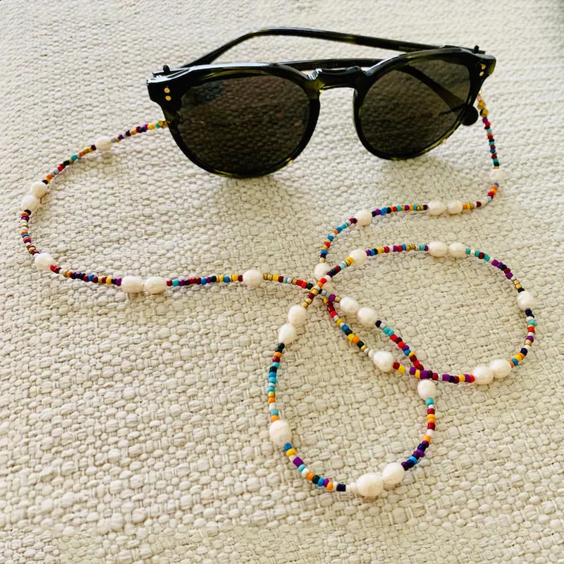 Women Natural Freshwater Pearl Sunglasses Chain Bohemian Colorful Beads Glasses Strap For Man Sunglasses Holder Fashion Jewelry 241226