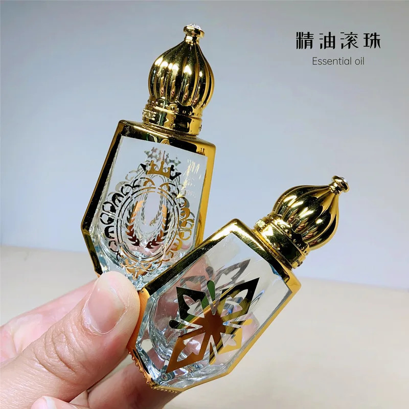 12ML Essential Oil Bottles Gold Glass Bottles With Roller Balls Perfume Bottles Roll On Bottles With Crown Cap 241225