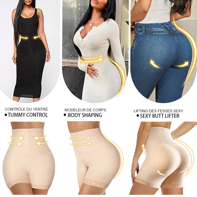 Women Butt Lifter Panties Body Shaper High Waist Cinchers Push Up Seamless Pads Fake Hip Shapewear 241225