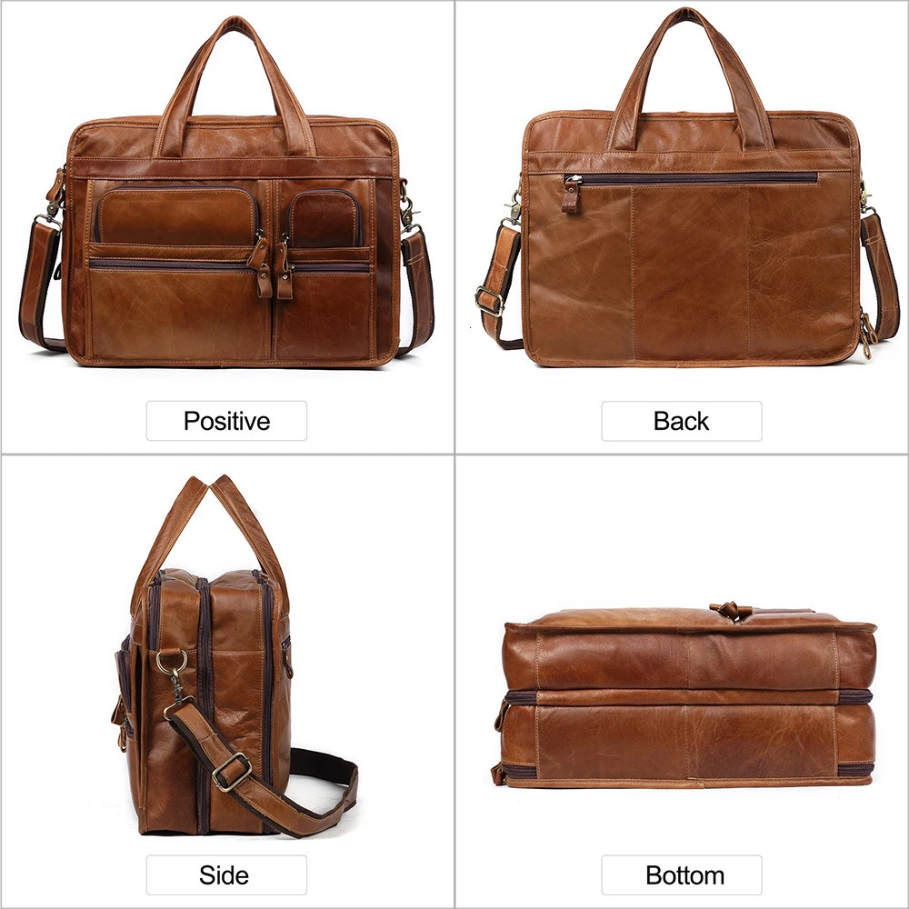JOYIR Genuine Leather Men Briefcase Laptop Casual Business Tote Bags Shoulder Crossbody Bag Mens Handbags Large Travel Bag 241225