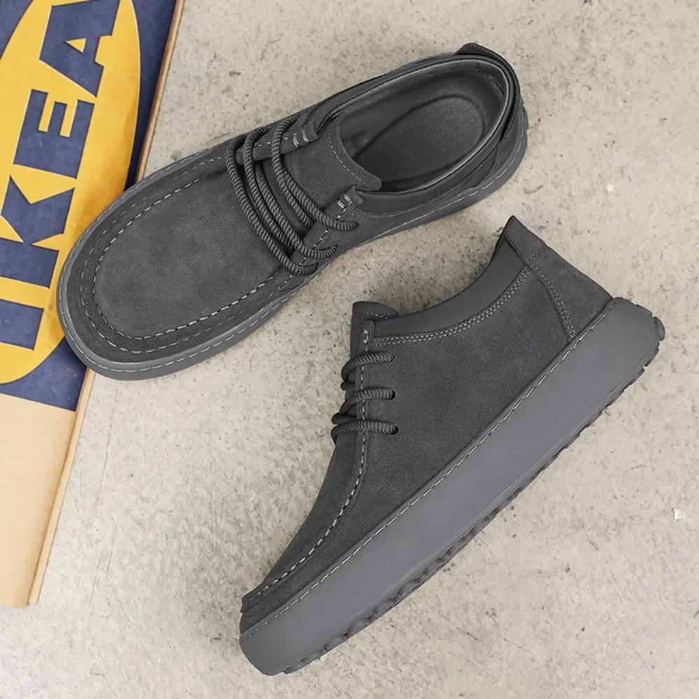 Mens Shoes Genuine Leather Retro Casual Shoes Lace Up Ankle Boots Cow Reverse Velvet Low Top Shoes for Men Leather Original241226