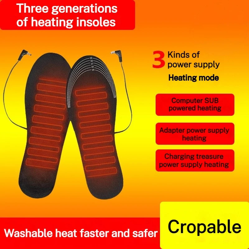 USB Rechargeable Heated Insoles 35-46 Electric Heated Shoe Insoles Feet Heater Winter Warmer Camping Hiking Skiing Accessories 241226