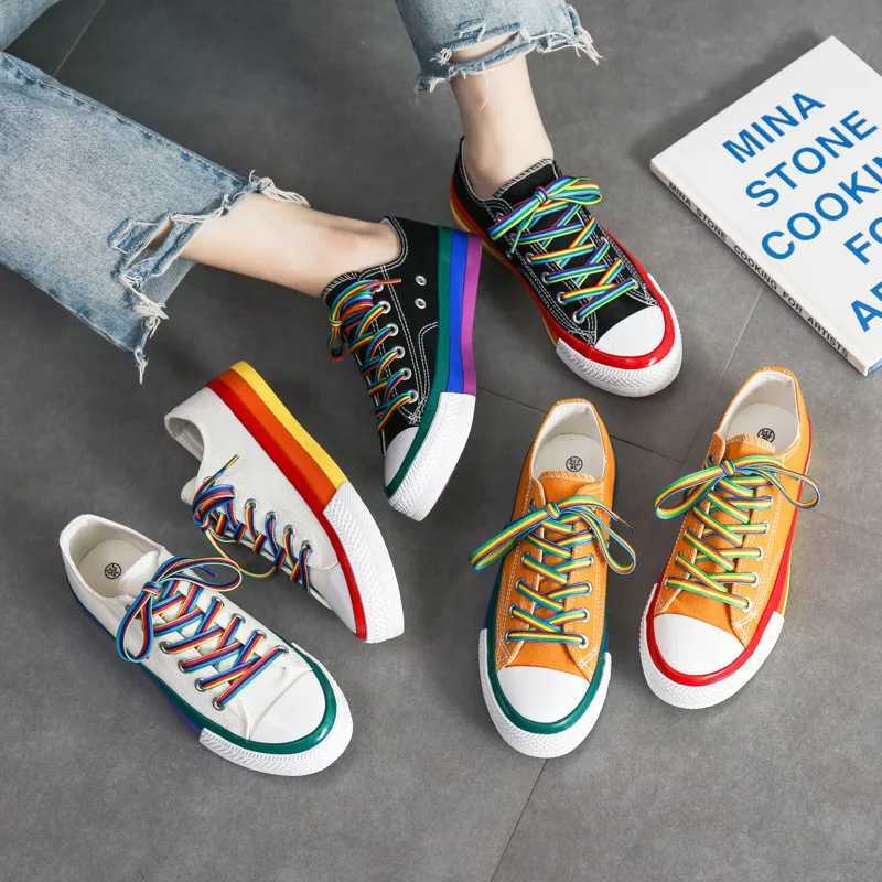 Womens vulcanized shoes canvas sports shoes summer candy colors new fashion rainbow womens platform walking womens tablet comfortable and casual M2412