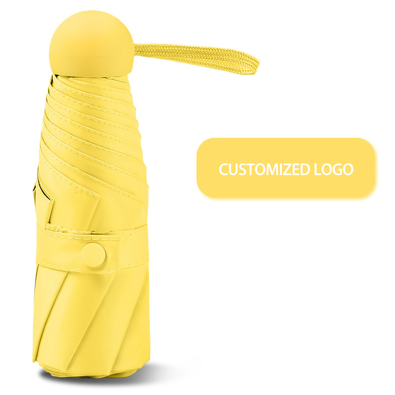 Compact Pocket Capsule Sunscreen Umbrella with Black Coating for All Weather Conditions