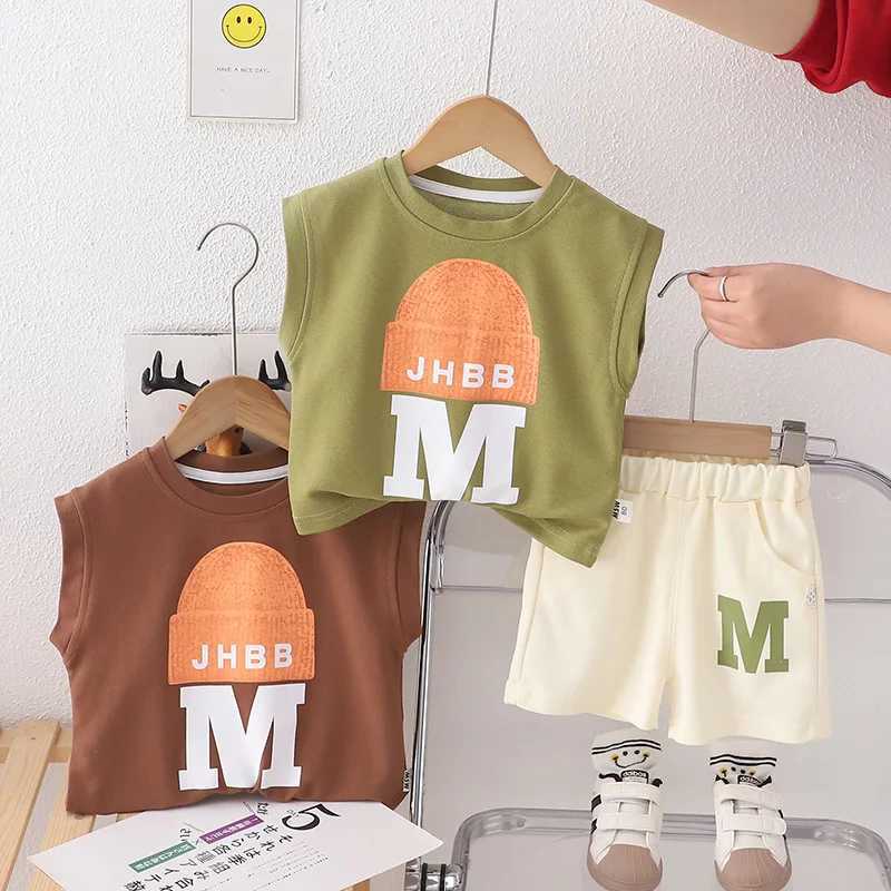 Clothing Sets Infant Baby Boys Clothes Sets Children Summer Girl Boy Sleeveless Vest Shorts Suit Child Clothing Fashion Outfits Kids CostumeY24122505J