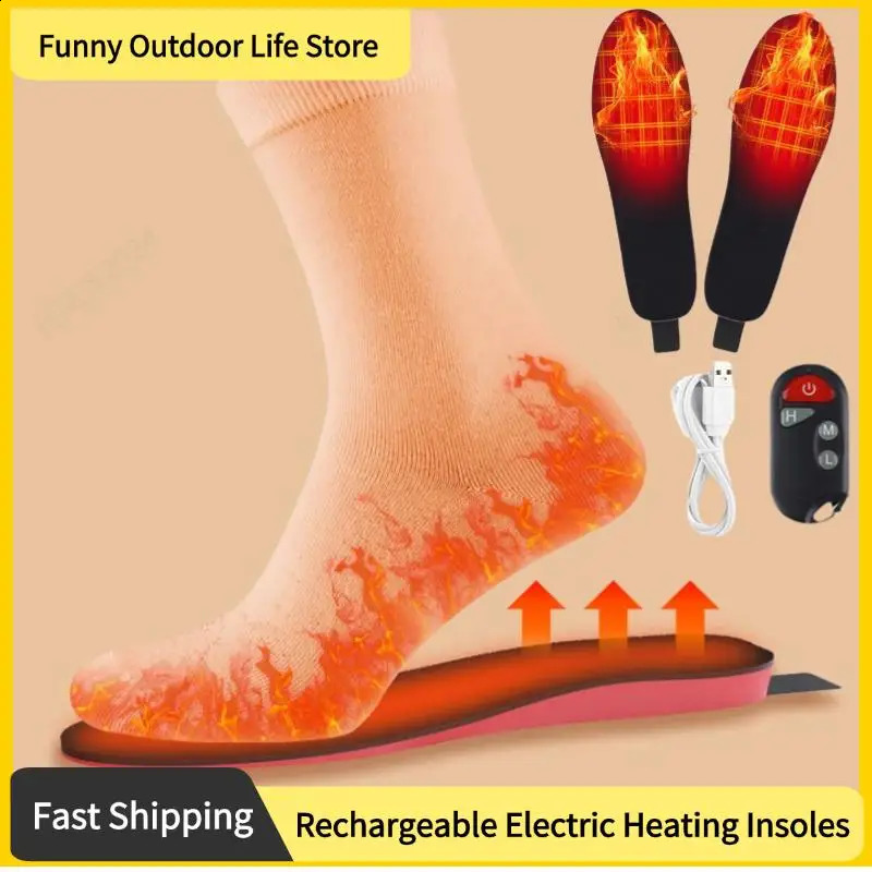 Electric Heating Insoles For Winter Rechargeable Winter Warm Insole Remote Control Work Hunting Ski Hiking Camping Insole 241226