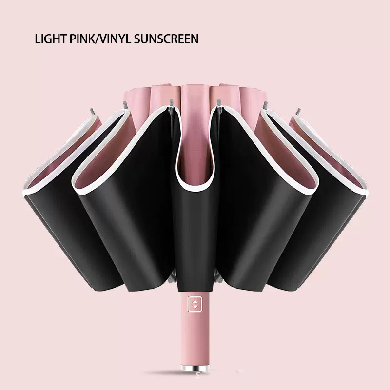 Durable Automatic Three-Layer Vinyl Umbrella with Reflective Strips for Men and Women