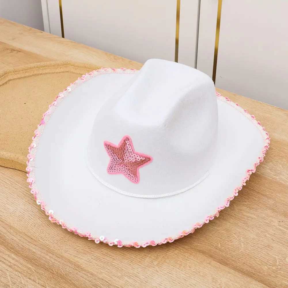 Womens Girl Adult Size Neck Dr String Adjustable Cowboy Girl Hat White Cowboy Hat Pink Star W241225