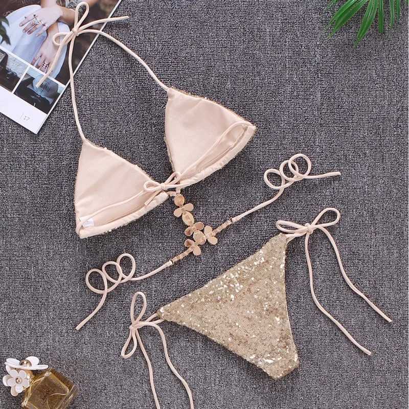 Shiny and sexy bikini swimsuit with rhinestone womens swimsuit womens swimsuit push up bikini beach swimsuit swimming pool swimsuitW241225