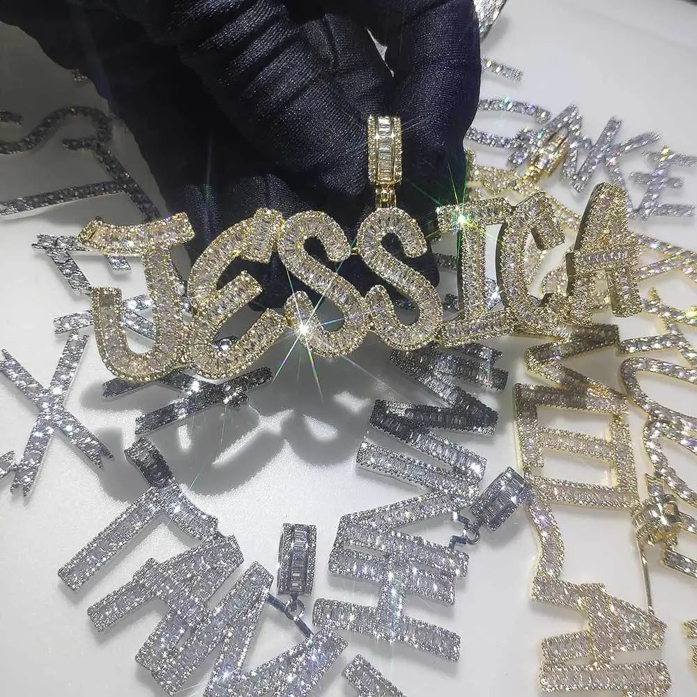 Hip Hop Custom Name Diamond Letter Personalized Zircon Jewelry Luxurious Pendant Necklace 241226