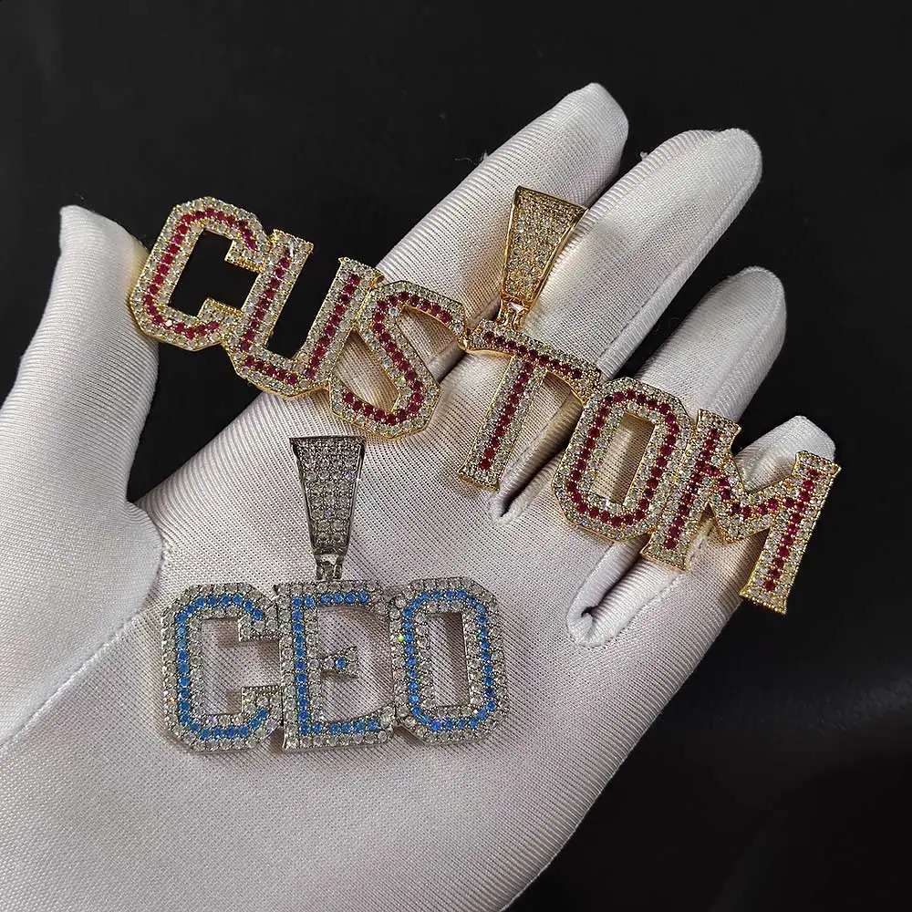 Hip Hop Custom Initial Name letter Iced Out Zircon Fashion For Men Necklace Pendant Jewelry 241226