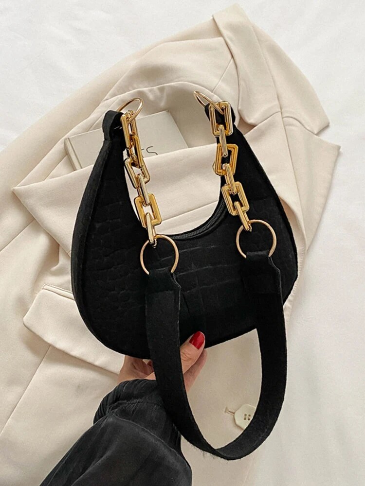 2023 New Fashion Chain Personality Trend Single Armpit Hundred With Crescent Moon Bag For Women