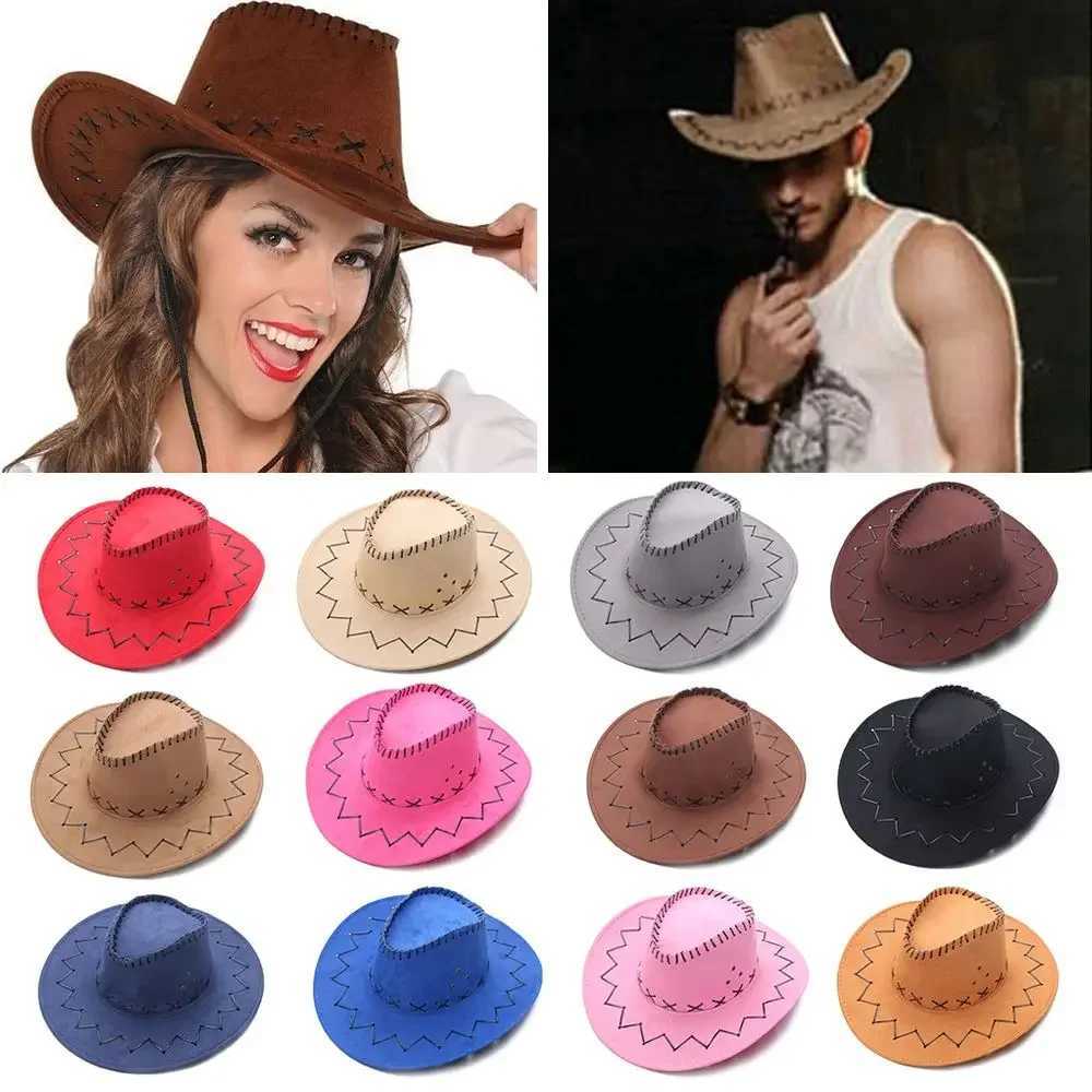 Fashionable retro Western suede denim hat unisex wide Brim Panama jazz hat outer back hat streetwear fancy Dr Accory W241225