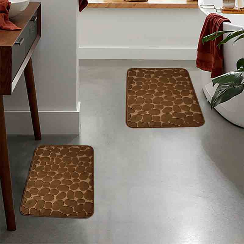 Bath Mats Cobblestone Embossed Mat Non-slip Carpets Water Absorption Washable Bathtub Floor Rug Shower Doormat Bathroom Decor Brown