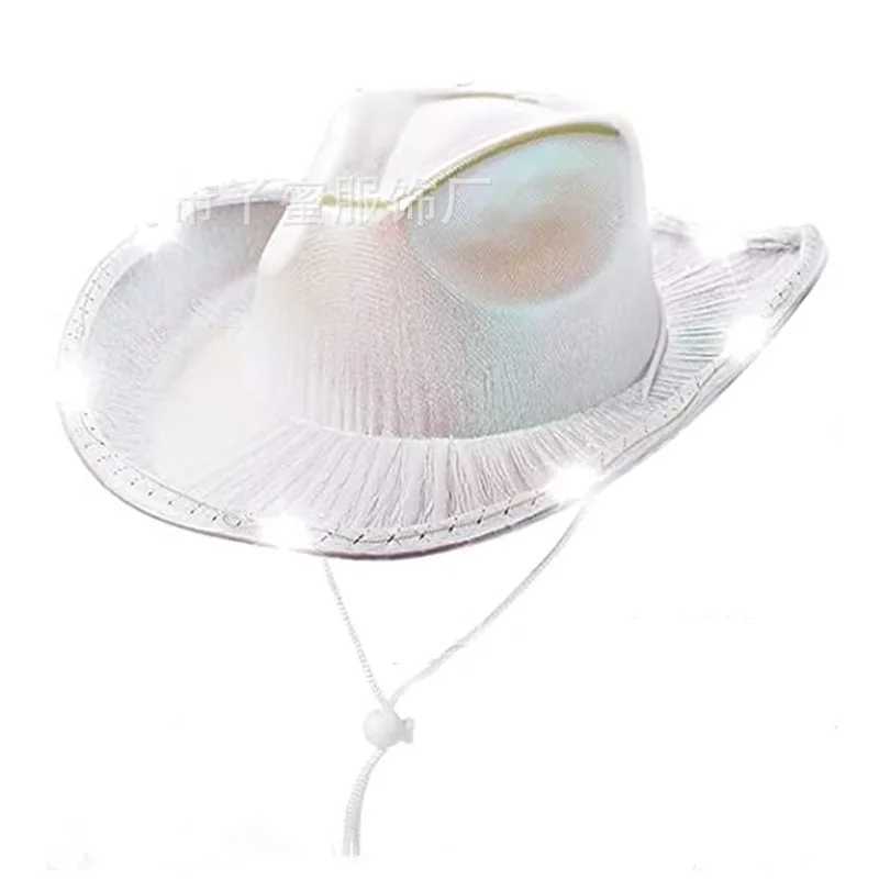 Pearl Shining Pink Cowboy Hat Womens Holiday Clothing Western Cowboy Hat Party Womens Wide Brim Cs New W241225