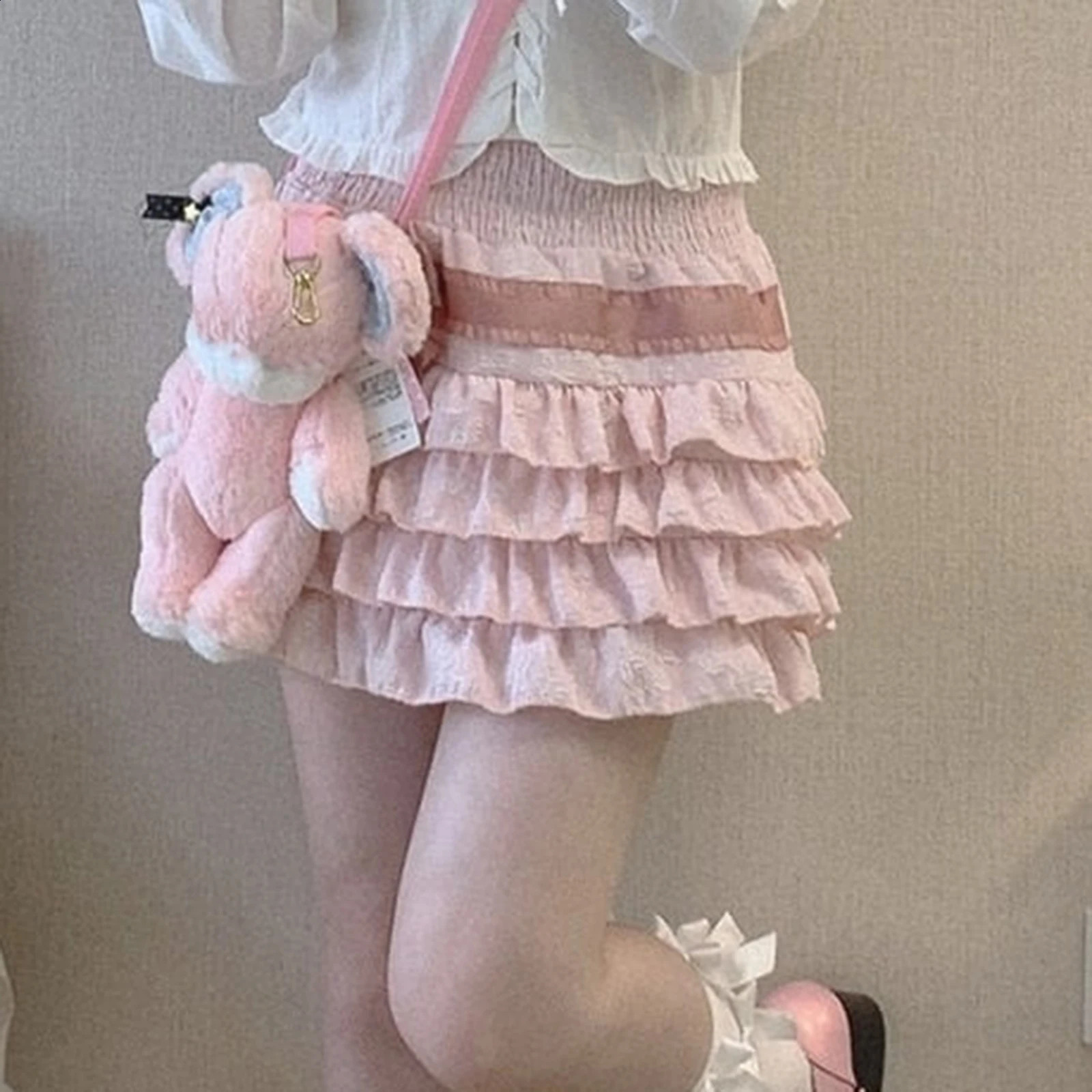 Gaono Lolita Cake Mini Skirts Women Japanese A-line High Waist Pleated Skirt y Kawaii Love Y2k Layered Skirts Fairy Outfit 241224