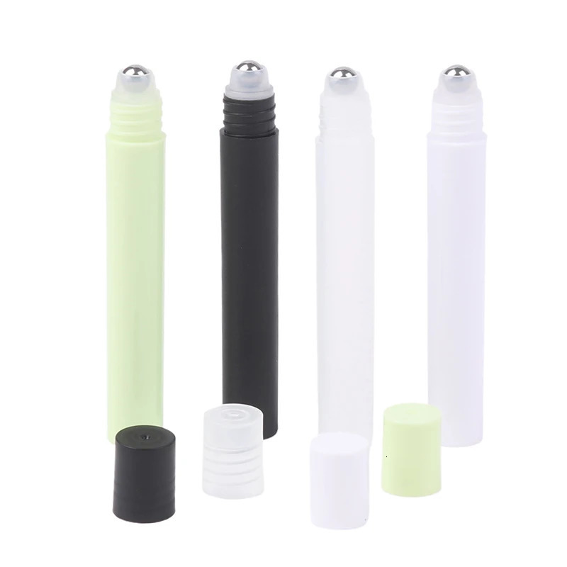 10ml ball bottle Empty Perfume Roll Roller Ball Bottle Plastic Stainless Steel Liquids Oil Container Refillable Bottles Holders 241225