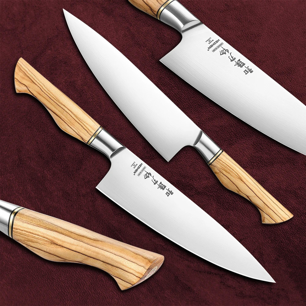 Henan Master Series 8.3-inch Sandvik 14C28N Steel Kitchen Knife with Olive Wood Handle Food Slices Meat and Fish 241225