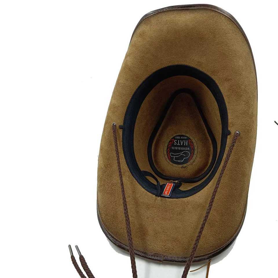 30% Stye Leather Mens Western Cowboy Hat Suitable for Gentleman Dad Cowboy Girl Straw Hat Hombre Cs Large Head W241225