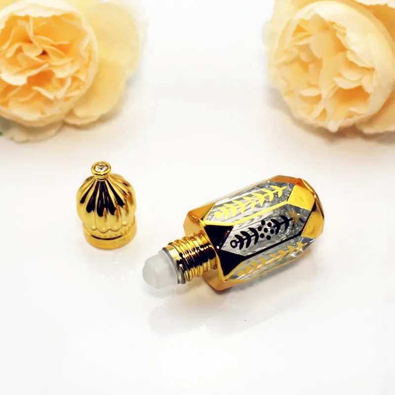 20pcs/lot 6ml Gold Glass Perfume Bottle Roll On Bottles Thick Glass Essential Oil Vials with Roller Ball Refillable 241225