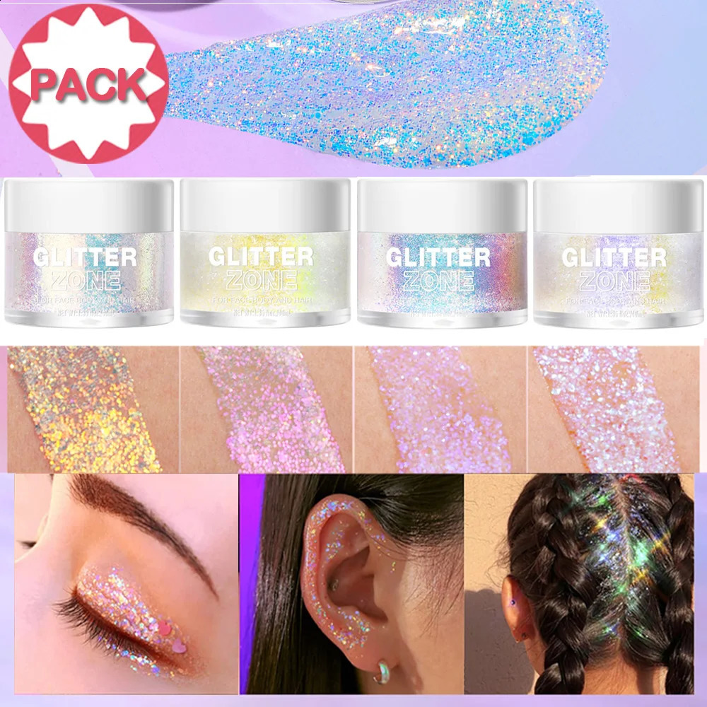 Face Glitter Bar Makeup Glitter Eyeshadow Festivals Glitter Gel For The Face Eye Lip Hair Body Glitter Shining 3 Colors Set 241226