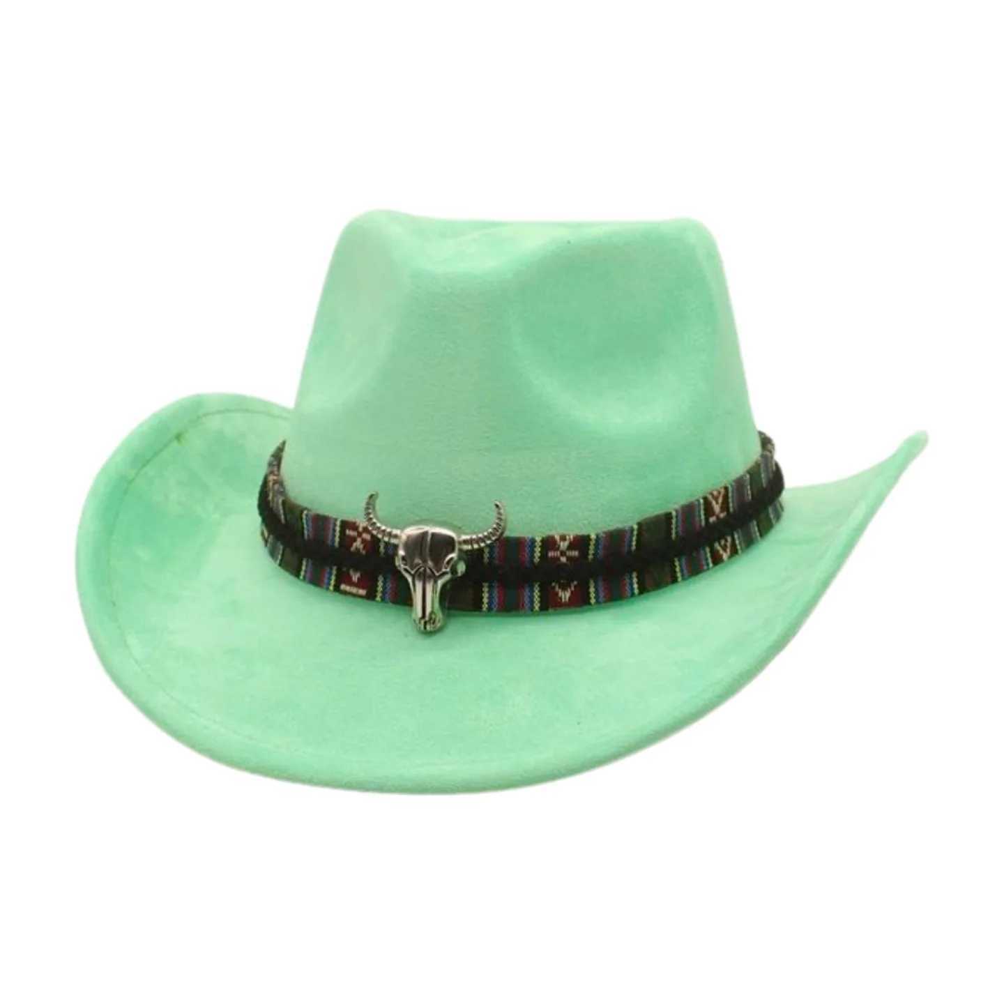 Niu Tou Ya Gao Suede Felt Hat Western Cowboy Hat Womens Curly Wide Brim Jazz Mens Womens Dance Performance Fedora C W241225