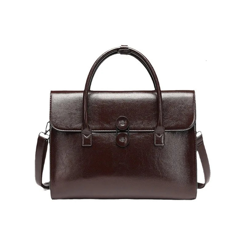laptop handbag Womens briefcase 14 inches for advanced sense protective case storage leather flat bag lawyer bag 241225