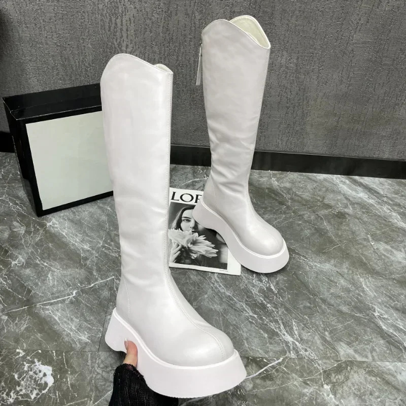 Women Platform Knee-high Boots Winter Gladiator Fashion High Motocycle Boots Female High Heels Trend Chelsea Boots 241226