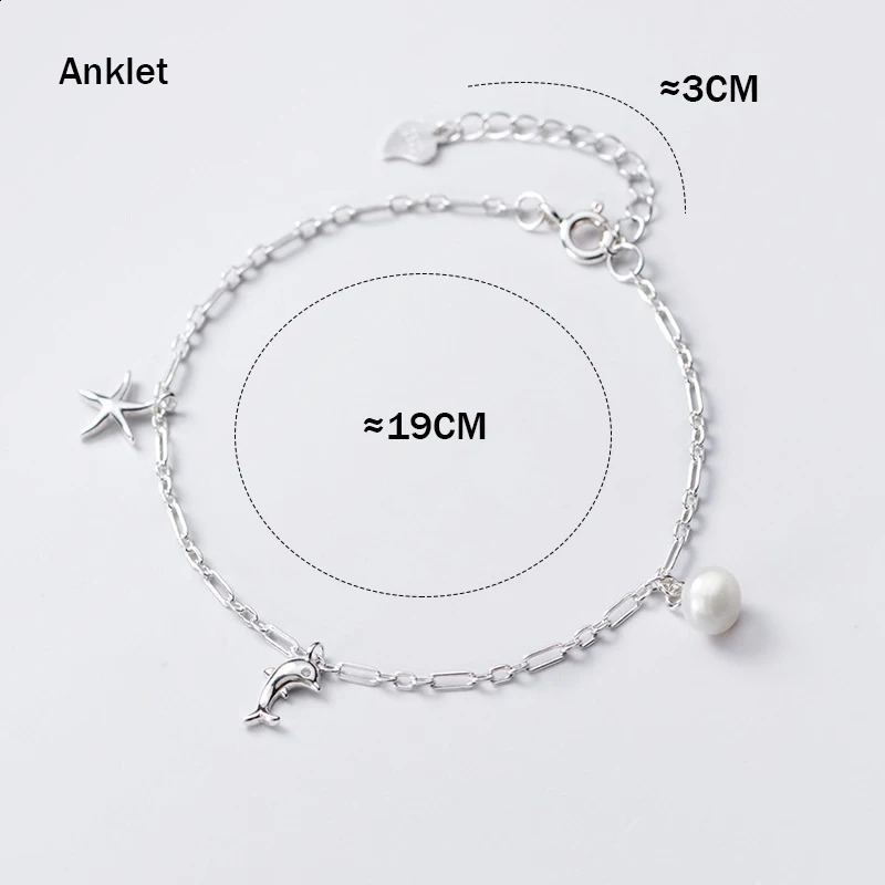 Dolphin Starfish Female 925 Anklet Women Sterling Silver Women Fashion Bracelet Pearl Hand Jewelry Fine Chain Ladies Aesthetic 241226
