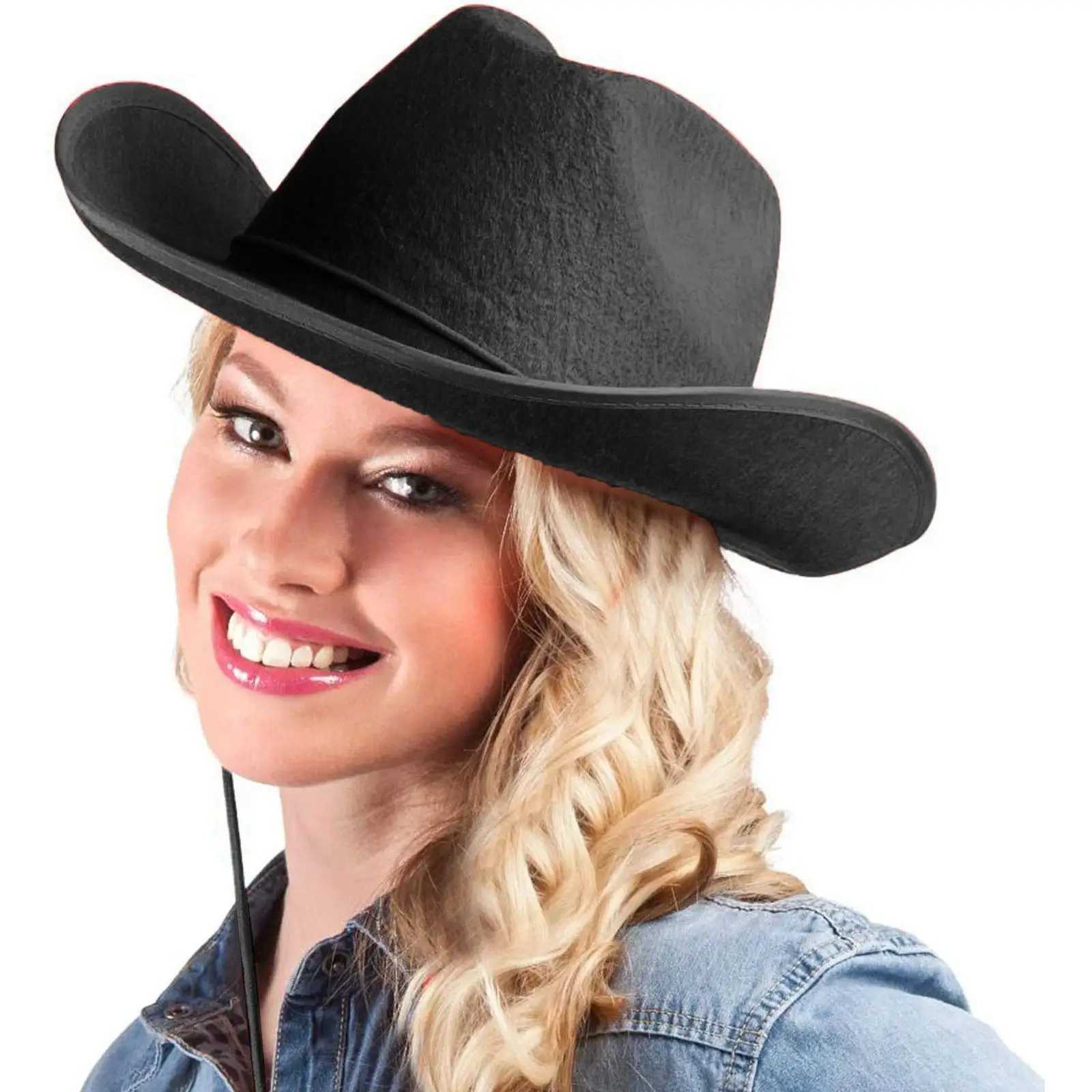 Retro Western Womens Cowboy Hat Pink Wide Striped Cowboy Hat Felt Rope Rider Cowboy Hat Disco Costume Party Accessories W241225