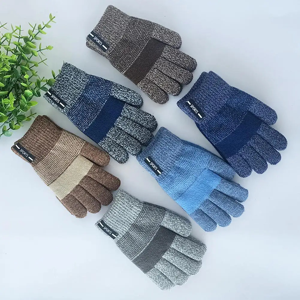 Knitted Thicken Kids Gloves Winter Keep Warm Children Baby Plush Furry Full Finger Mittens Soft for 711Years 241225